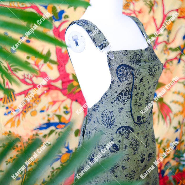 Magical Celestial/Mushroom Wide Leg Jumpsuit: Green / Plus Size