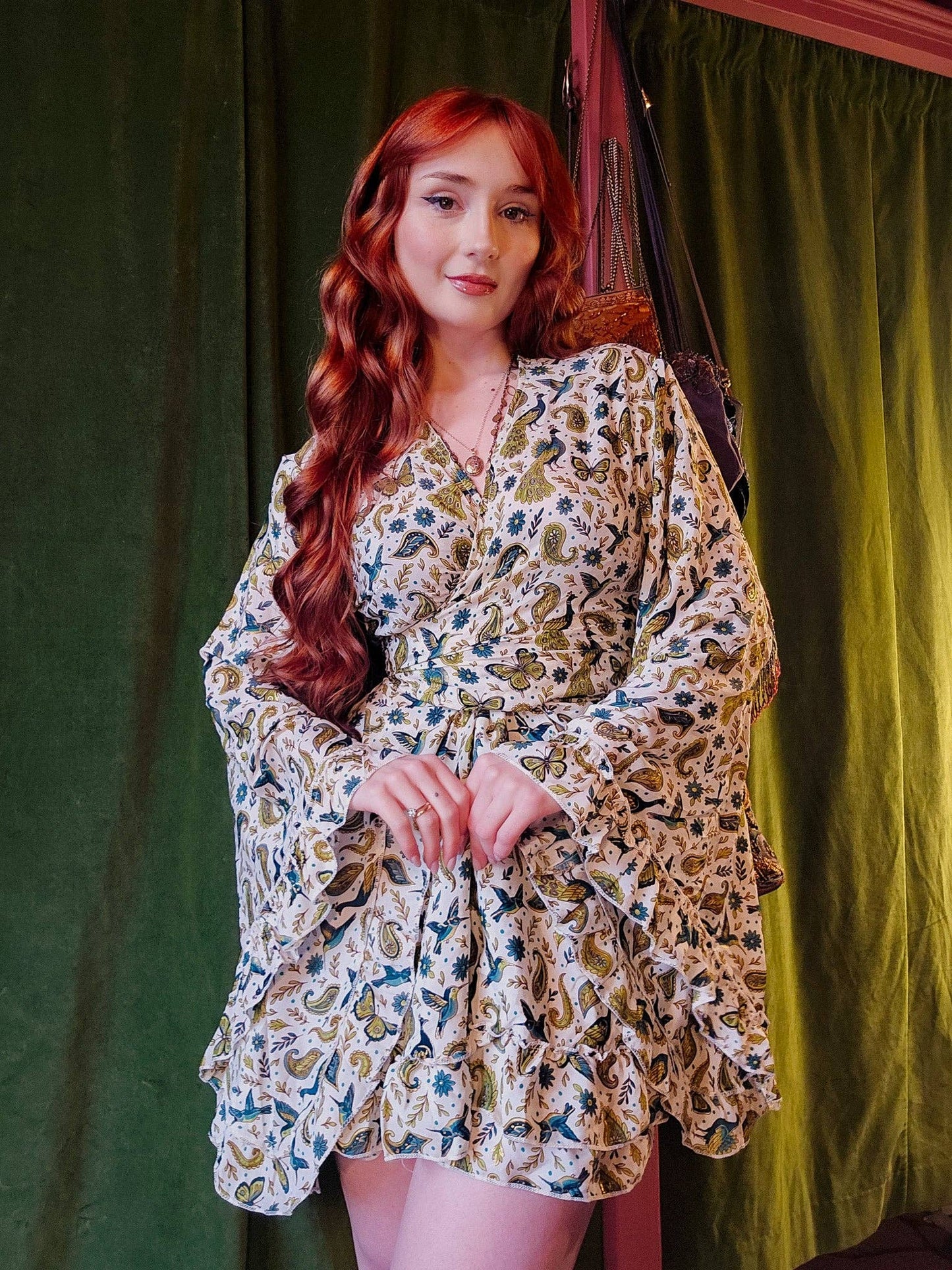 Fairy Meadow Wrap Dress: Olive / L/XL