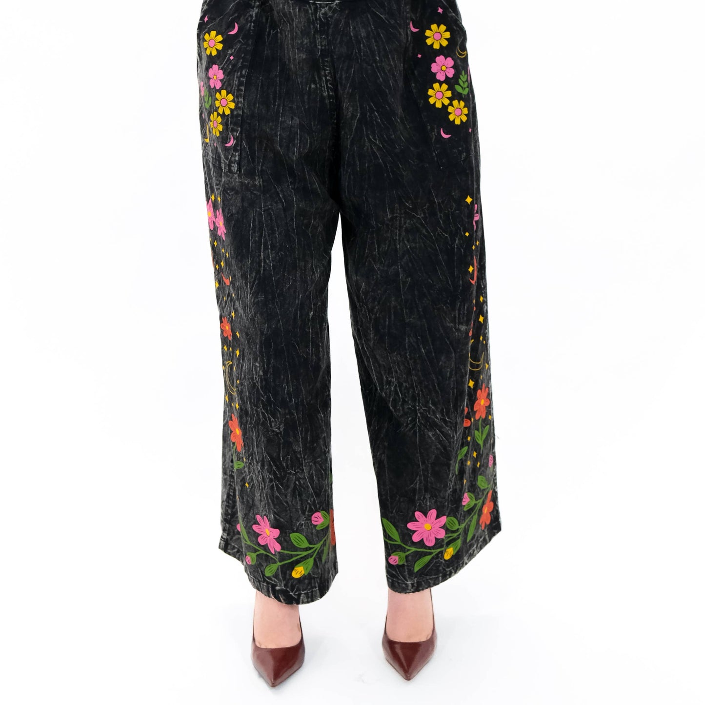 Stonewashed Cotton Celestial Jumpsuit: Gray / Plus Size
