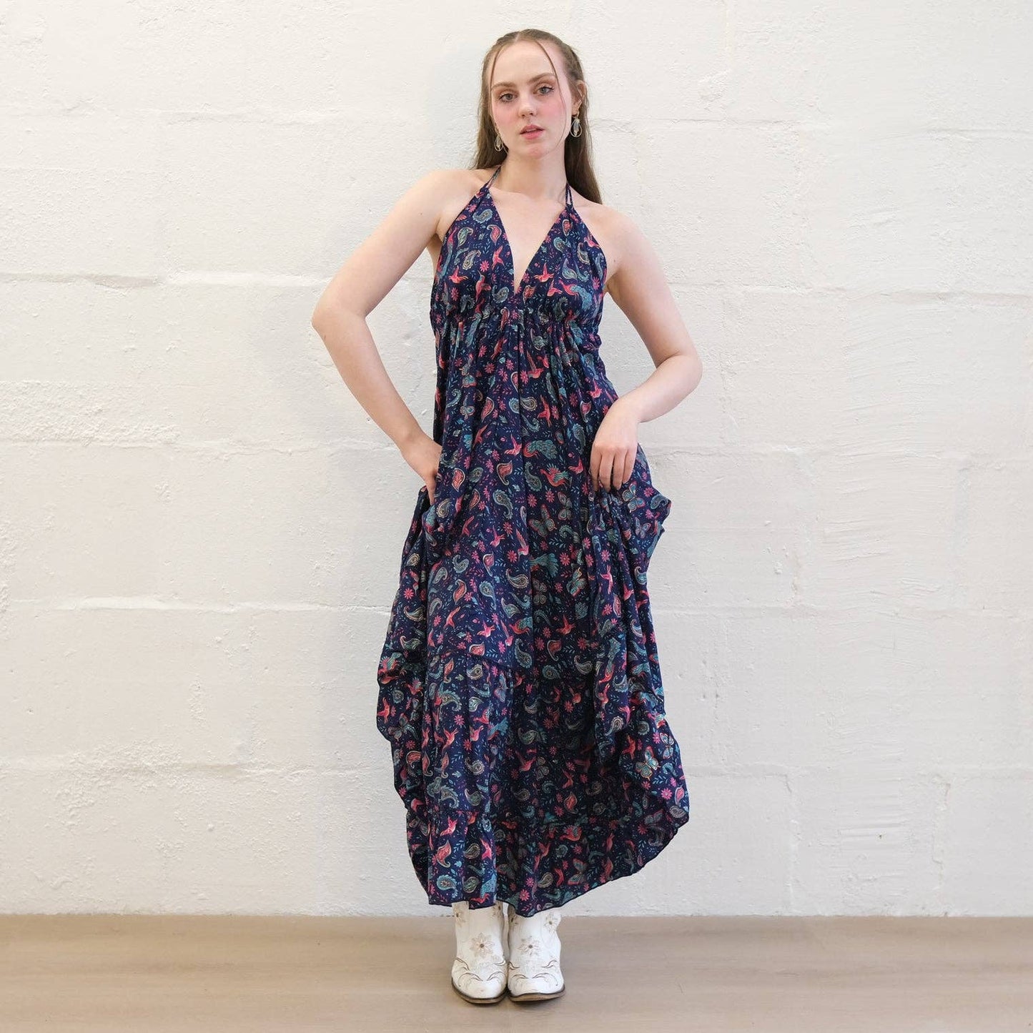 Boho Goddess Maxi Tiered Backless Dress: Black